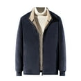 thumbnail image 2 of Fesfesfes Jacket for Men's Casual Lamb Fleece Jacket Stand Collar Long Sleeve Zipper Pocket Solid Tops Plus Fleece Coath On Sale, 2 of 9