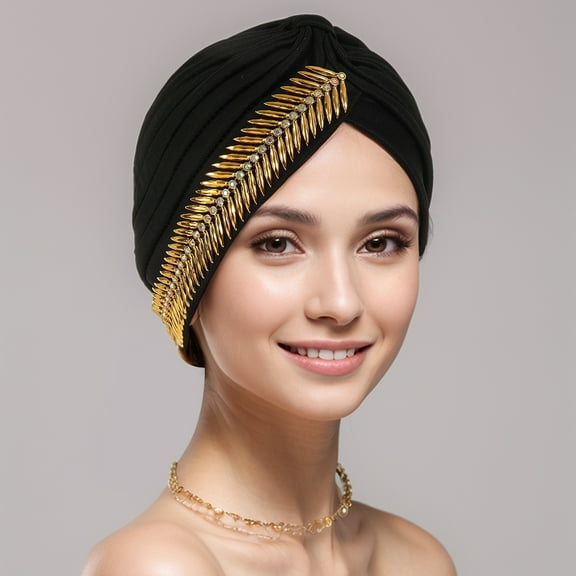 2 Pieces African Pre-Tied Turbans White Rhinestone Twisted Head Wrap Stretchy Wedding Party Hat for Women