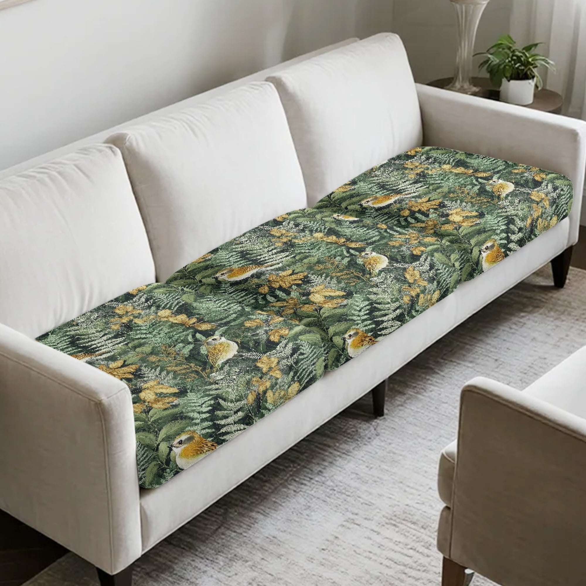TSOVTHRID Bird Forest Camo Pattern Non Slip Couch Cover 3 Pieces Couch Cushion Covers Soft Stretch Sofa Slipcovers Luxury Sofa Cushion Furniture Protector Machine Washable, 24x24 Inch