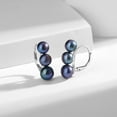 thumbnail image 5 of Yami Huggie Style Black Pearl Earrings with 925 Sterling Silver Hypoallergenic Saltwater Cultured Pearls Mother's Day Jewelry Gifts for Women, 5 of 7
