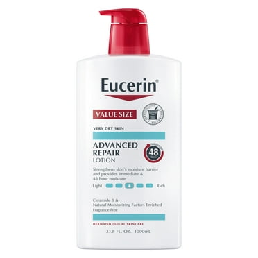 Eucerin Advanced Repair Body Lotion, Value Size Unscented Body Lotion for Dry Skin, Body Moisturizer, 33.8 fl oz Pump Bottle
