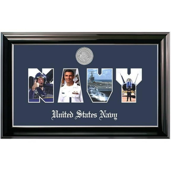 Campus Images NASSCL002S Patriot Frames Navy Collage Photo Classic Black Frame with Silver Medallion