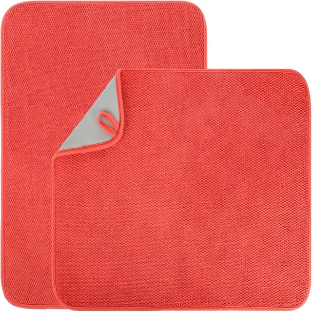 EIGTHTAIL 3 Pack Dish Drying 24 X 17 Inch Ultra Absorbent Microfiber Dishes Drainer Mats Large Size Dish Drying Pad for Kitchen Counter Coffee Rack Under Sink Countertops Pinstrip