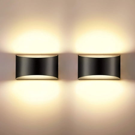 Indoor Dimmable Wall Sconces Sets Of 2 Modern Black Led Up Down Lamp 12w Hallway Light Fixtures For Living Room Stair Bedroom Warm White Pack Canada - Dimmable Wall Sconce Black