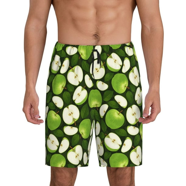 Fotbe Green Fruit Pantalones Cortos de Pijama para Hombre, Ropa de Dormir, Pantalones de Pijama Cortos para Hombre-Large
