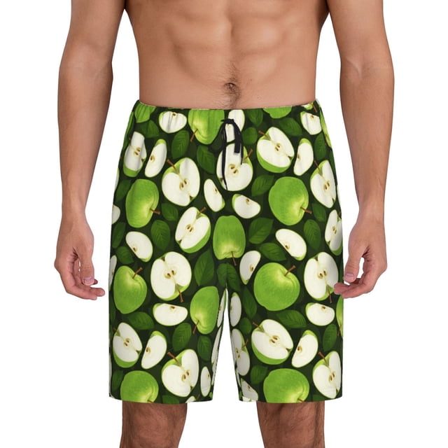 Fotbe Green Fruit Pantalones Cortos de Pijama para Hombre, Ropa de Dormir, Pantalones de Pijama Cortos para Hombre-4X-Large