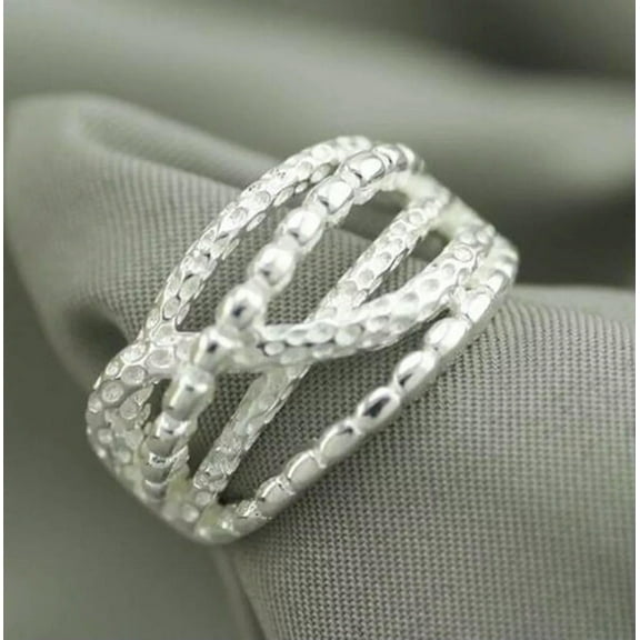 EOEMY 925 Solid Sterling Silver Plated Women/Men New Fashion Ring Gift Size Open H202