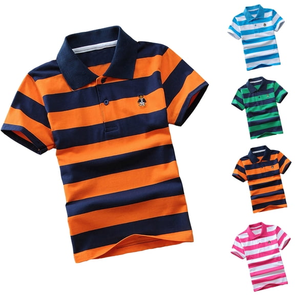 MuXiKeJi Clothes Polo Shirts for Boys Size 14 Button Down Shirt Striped Short Sleeve Shirt Trendy Beach Holiday Shirts Toddler Boy Clothes