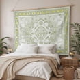 thumbnail image 3 of Sage Green Tapestry for Bedroom Wall Hanging Tapestry, Boho Retro Decorative Abstract Floral Ethnic Ceiling Backdrop Tapestries Poster Blanket Wall Decor for Teens Room Living Room Dorm 39" x 59", 3 of 8