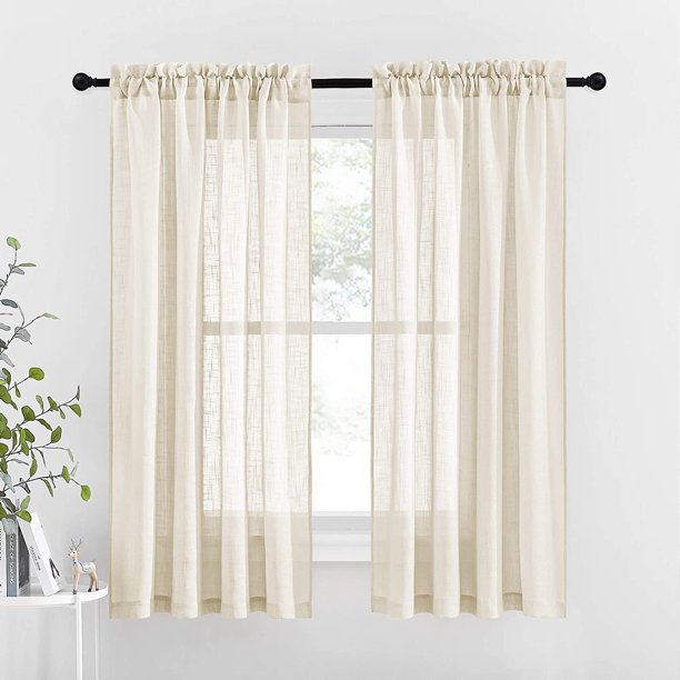 Sheer Curtains For Half Widow 63 Length Semitranspa Privacy With Light Filtering Faux Linen Textured Ds Dining Room Beige 52 Width Set Of 2 Com Sheer Curtains For Half Widow 63, Do Sheer Curtains Provide Privacy