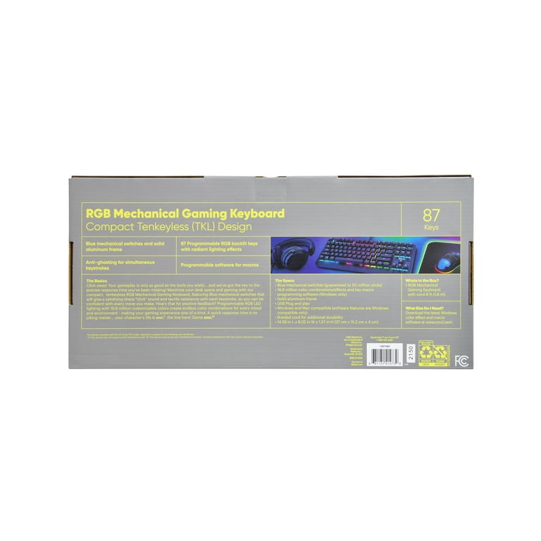 onn. RGB Mechanical Gaming Keyboard with Compact Tenkeyless Design