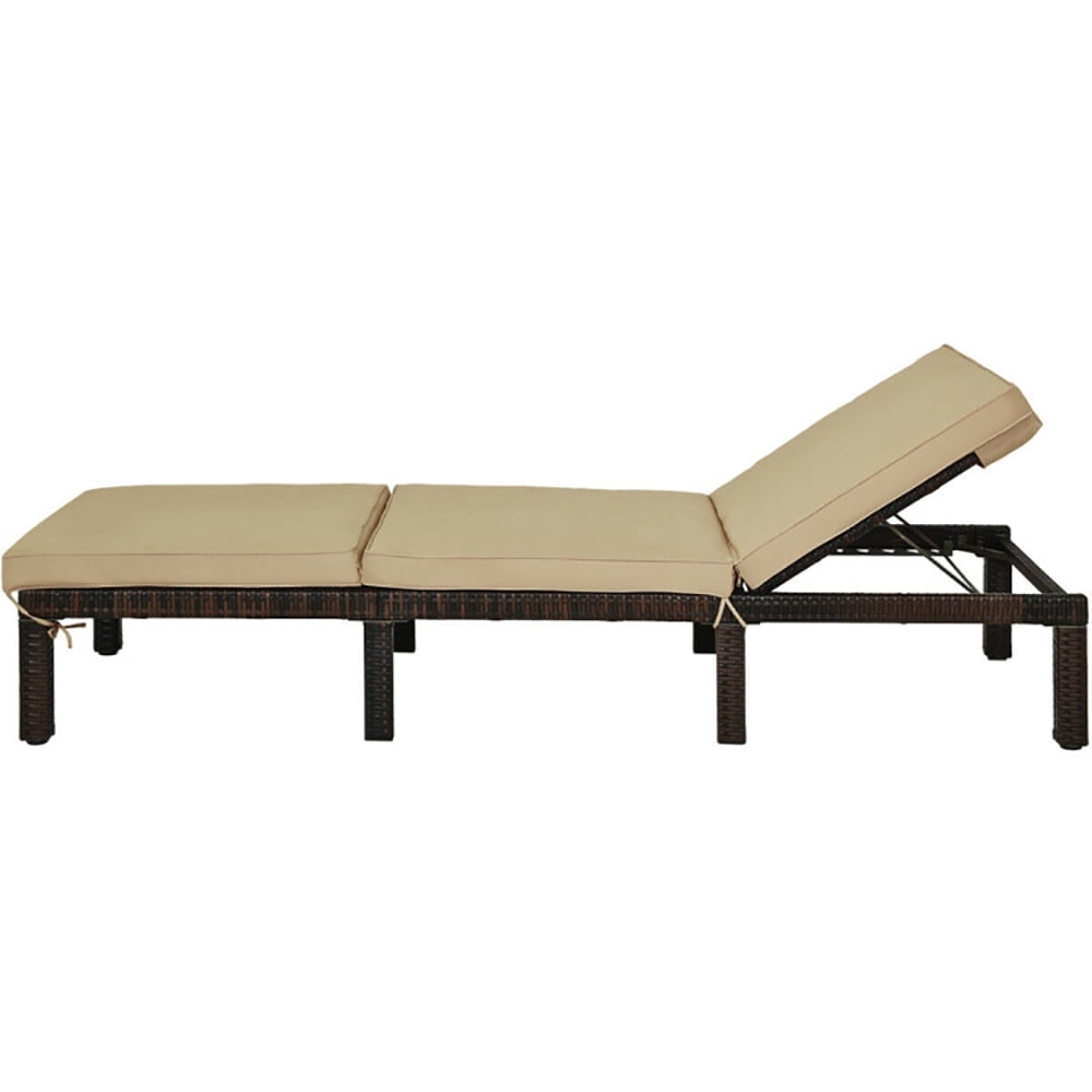 Aimee Lii Outdoor Rattan Adjustable Cushioned Chaise, Patio Loungers, Light Brown