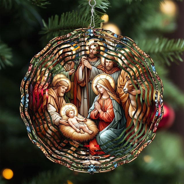 Ganfancp Campanas de Viento Giratorias de Navidad de La Cristiandad Que Cuelgan Campanas de Viento Giratorias de Navidad de La Cristiandad para El Patio y El Jardín Regalo Único Que Hace Girar Las Ca