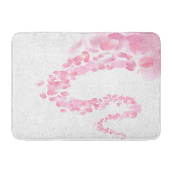 GODPOK Beautiful Pink Falling Flowers Design Petals Wave Sakura Flying White Roses Abstract Beauty Rug Doormat Bath Mat 23.6x15.7 inch