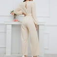 thumbnail image 5 of Aloohaidyvio Women's Elegant V Neck Jumpsuit Casual Straight Trousers Business Romper Formal Jumpsuit Beige M, 5 of 6