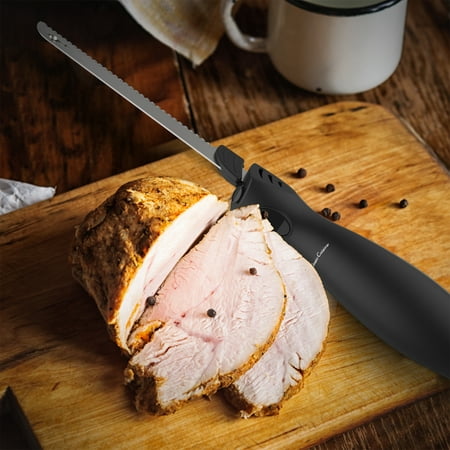 Electric Carving Knife with 8 Inch Serrated Stainless Steel Blade and Comfort Grip Handle By Classic Cuisine (For Slicing Turkey, Meat and (Best Electric Carving Knife 2019)