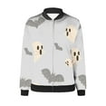 thumbnail image 5 of WXLWZYWL Womens Halloween Bomber Jacket Trendy Pumpkin Ghost Bat Spider Floral Print Casual Coat Zip Up Outerwear Windbreaker with Pockets Stand Collar Fall Clothes, 5 of 5