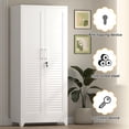 thumbnail image 5 of Marcree 73" Metal Storage Cabinet with Lockable Doors, Functional Garage Storage Cabinets, Heavy-Duty Tool Organization Cabinet with Hanging Rod & S-Hooks, White, 5 of 7