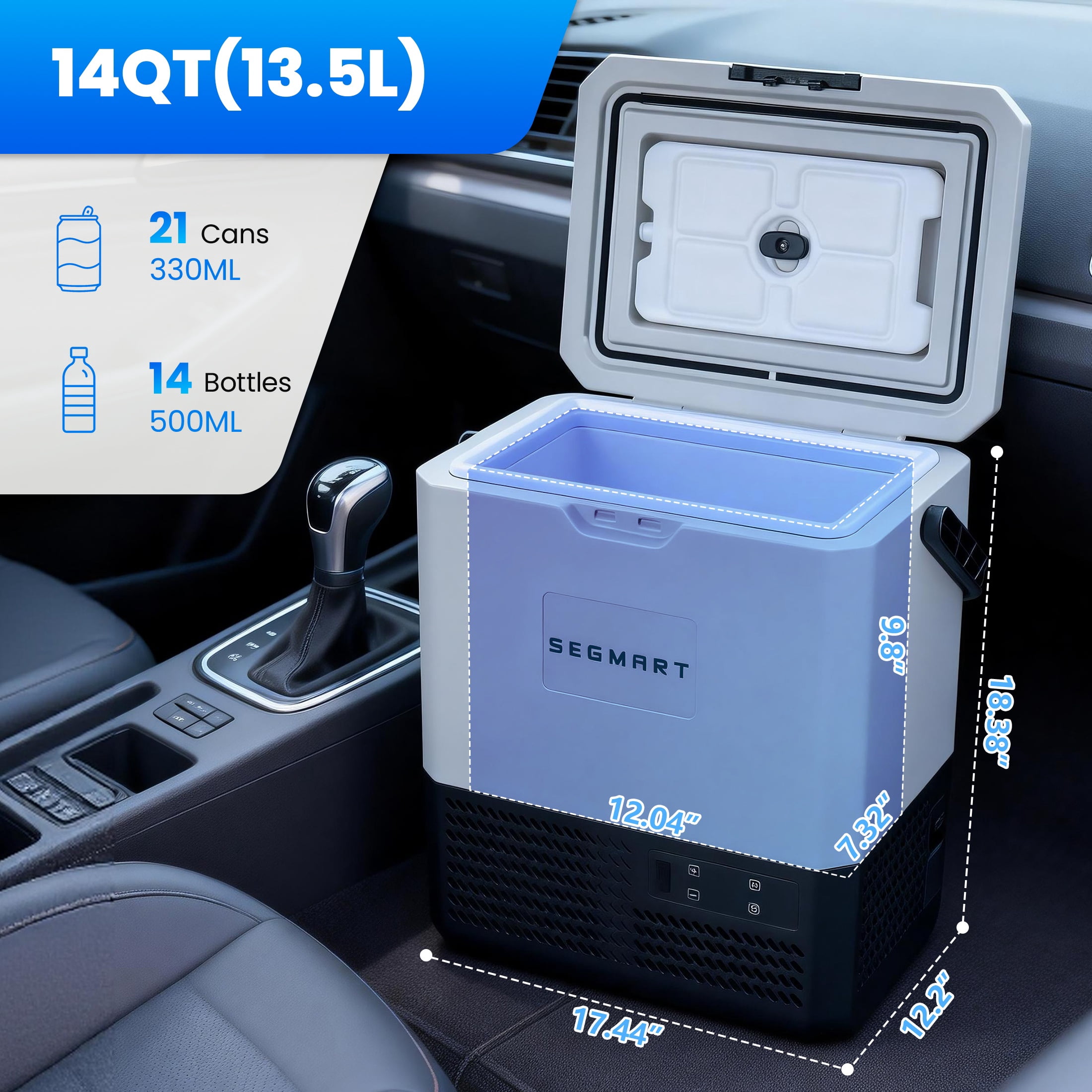 14QT Portable Refrigerator for Car, SHINPT 12 Volt Car Refrigerator with USB Charging Port, Mini Car Cooler/Freezer for Camping, Road Trips, RV, Beach, Picnic, BBQ, Travel & Gift Use