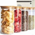 thumbnail image 1 of Airtight storage jars with lids [4x 1200ml] - Glass storage containers with lids - Storage jars with BPA free silicone seals - Grain storage jars with, 1 of 5