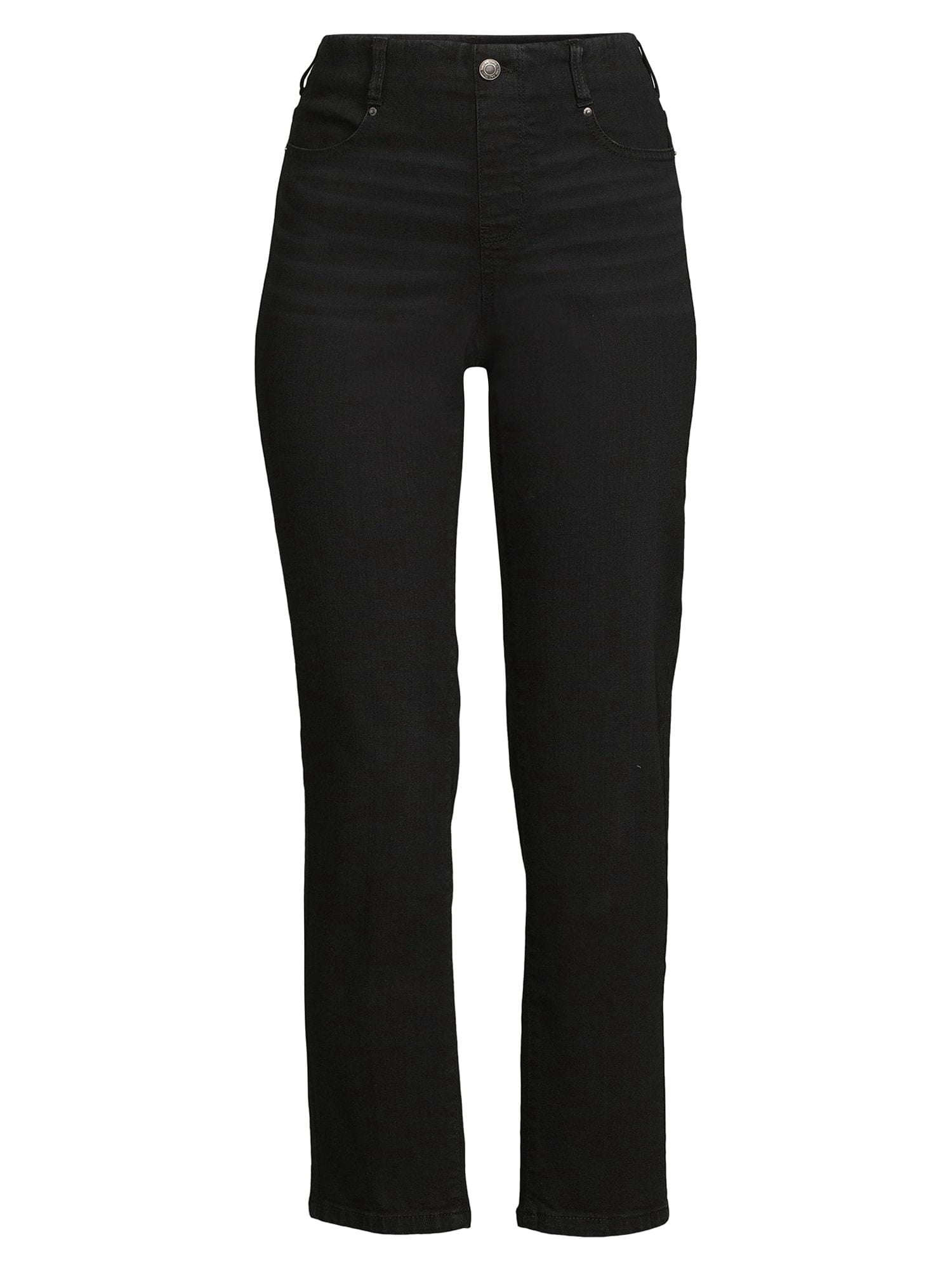 Time and Tru Women's Mid Rise Relaxed Straight Pull On Jeans