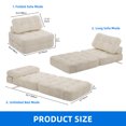 thumbnail image 3 of Dextrus Folding Sofa Bed Chair, Convertible Floor Sleeper with Pillow & Back Support, Beige, 3 of 8