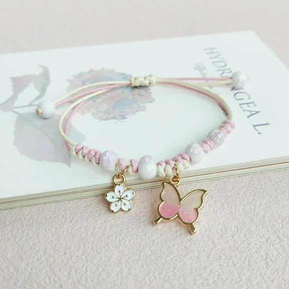 Butterfly Pendant Bracelet Summer Lucky Adjustable Woven Friendship Bracelet> A0I0