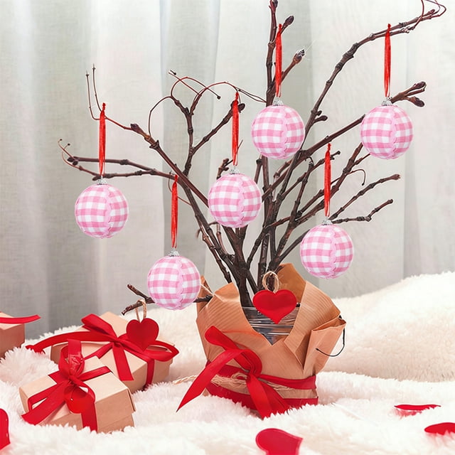 QTOCIO 6cm Valentines's Day Handmade Fabric Ball Decorative Pendant