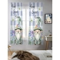 thumbnail image 5 of Spring Gnomes Curtains 72 Inch Length, Sheer Curtains for Bedroom Living Room Window Botanical Flowers Purple Buffalo Plaid Rod Pocket Voile Drapes Kitchen Curtains Small Half Window 52"x72" 2 Panels, 5 of 6