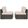 thumbnail image 7 of Costway 2PCS Patio Rattan Armless Sofa Sectional Furniture Brown Cushion, 7 of 7