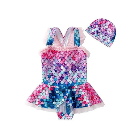 

Sequins Bikini Baby Girls Swimsuit with Swimming Cap For Children Toddler s Rash Sun Guard Swimwear Bling Child Bathing Suit