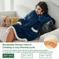 thumbnail image 4 of Cozy Comfort Wearable Blanket Hoodie, Sherpa Hoodie Blanket with Giant Pocket, Warm&cozy, Standard, Navy, 4 of 6