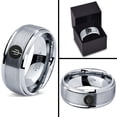 thumbnail image 4 of Tungsten Trident Weapon Spear Band Ring 8mm Men Women Comfort Fit Gray Step Bevel Edge Brushed Polished, 4 of 4
