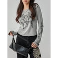 thumbnail image 2 of KelaJuan Women Casual T-Shirt, Round Neck Long Sleeve Vintage Totem Pattern Print Bottoming Tops Tee Outwear, 2 of 6