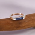 thumbnail image 4 of Solitaire Baguette Blue Sapphire Engagement Ring, 925 Starling Silver, Dainty Single Blue Sapphire Minimalist Band Ring, Thin Dainty Bezal Set September Sapphire Birthstone Months Gemstone Ring, 4 of 5