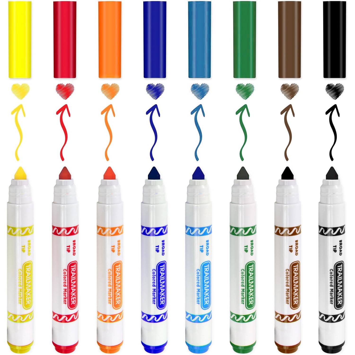 100 Pack of Bulk Wholesale Broad Line Washable Coloring Markers Containing 8 Markers Each Pack in Multiple Colors Total 800 Markers Total