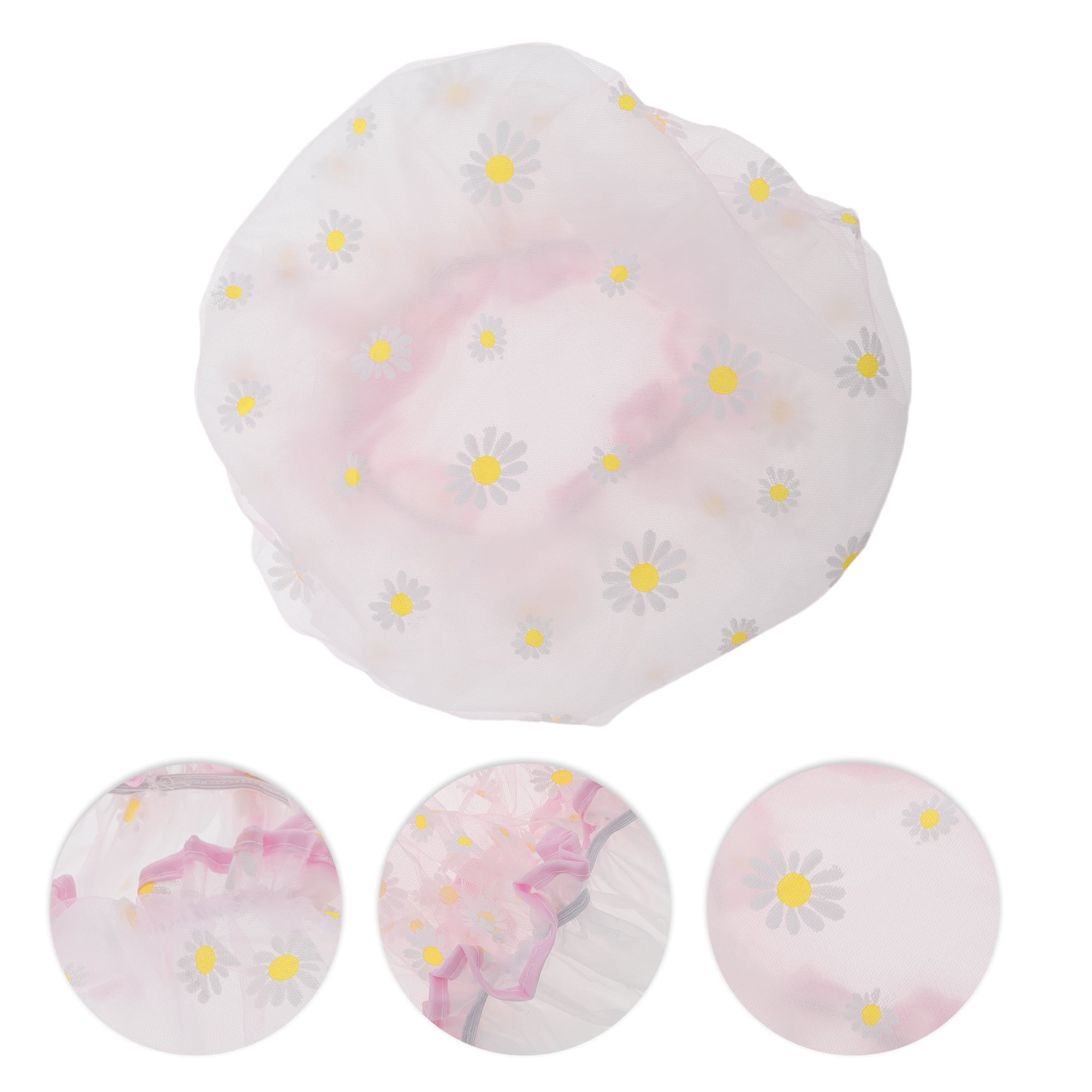 Unique Bargains Stylish Women's Sunflower Bath Cap White Yellow 1 Pc