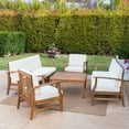 thumbnail image 2 of GDF Studio Abena Outdoor 8 Seater Acacia Wood Chat Set with Cushions, Teak and Green, 2 of 12