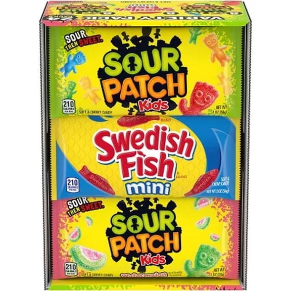 SOUR PATCH KIDS & SWEDISH FISH Variety Pack Candy, 2 Oz., 24 Pk.