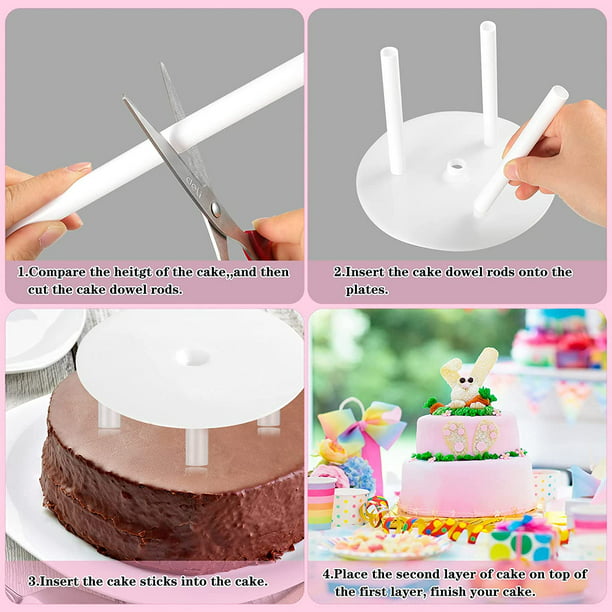 Cake Support Rods w/ Cake Separator Plates Cake Stacking Dowels