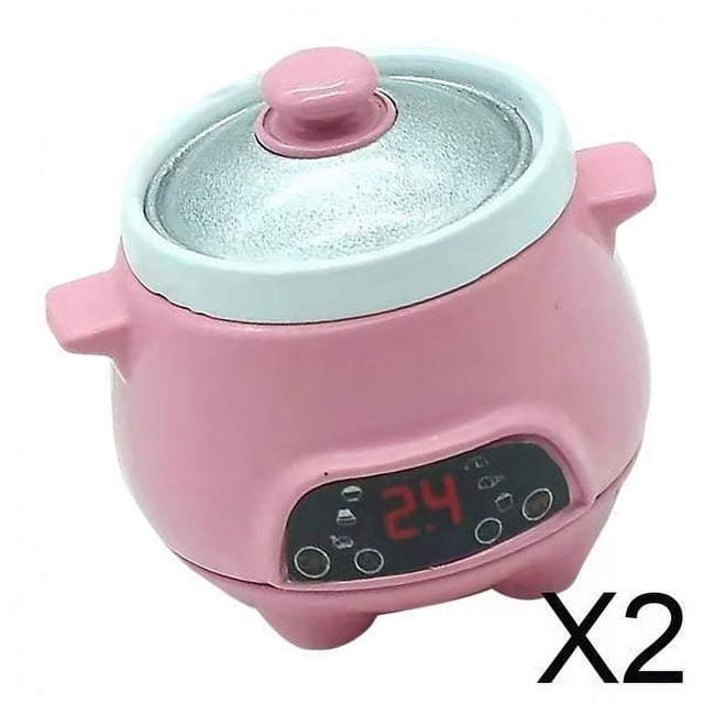 2xCasa De Muñecas Olla Arrocera Miniatura 1:12 Accesorios Decoración Para Horno Jardín Rosa