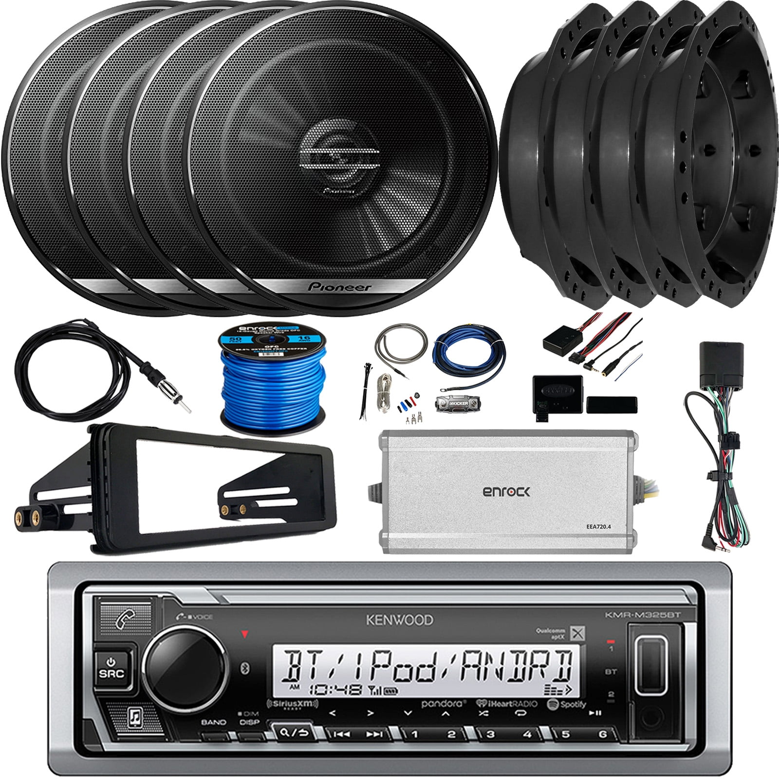 Kenwood KMRM325BT Marine Digital Media Bluetooth Receiver, 4 x Pioneer