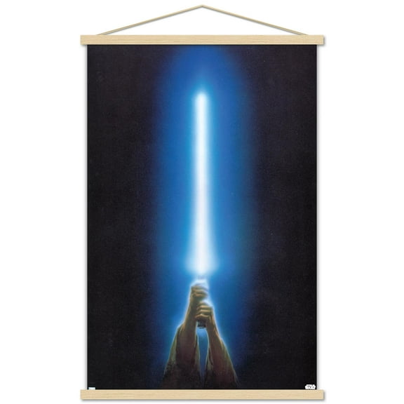Star Wars: Original Trilogy - Blue Lightsaber Wall Poster with Wooden Magnetic Frame, 22.375" x 34"