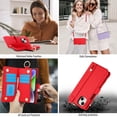 thumbnail image 5 of ELEHOLD For iPhone 15 Phone Case Leather Crossbody Zipper Card Wallet Flip Case Kickstand Cover, with Ring Holder,Full Body Protection-Red, 5 of 7