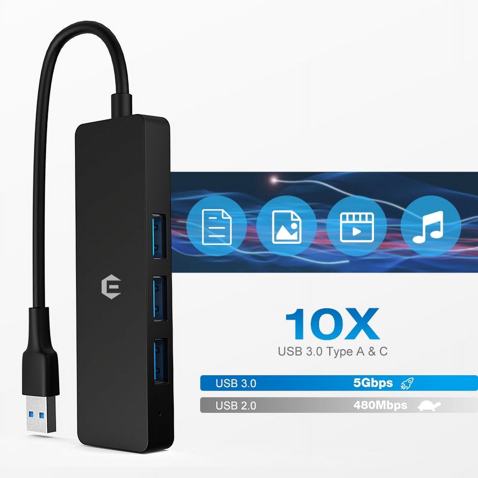 USB Hub, 4-Port USB 3.0 Hub, Ultra-Slim Multi USB Splitter for Laptop, Xbox, Flash Drive, Console, HDD, Printer, Camera, Keyborad, Mouse
