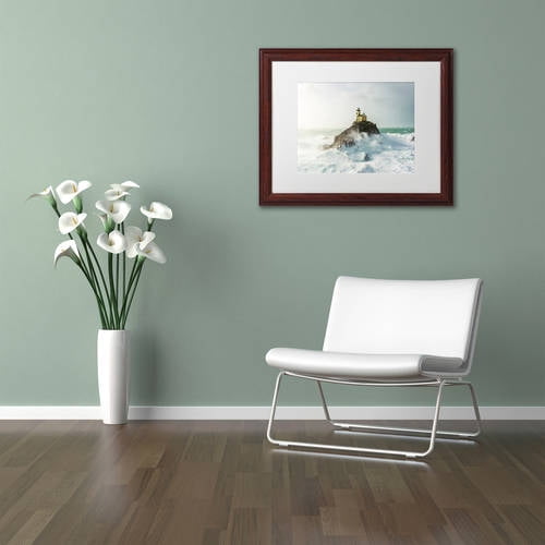 Trademark Fine Art "Haunted Lighthouse in the Storm" Canvas Art by Mathieu Rivrin, White Matte, Wood Frame