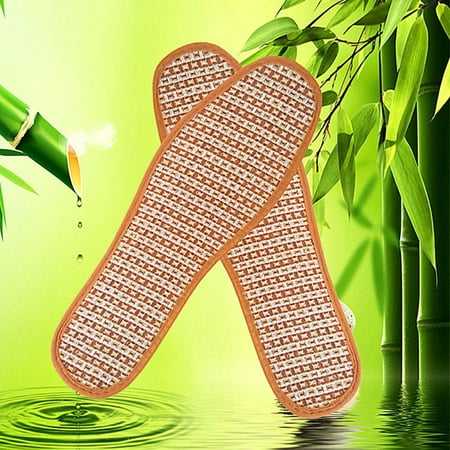

harmtty 1 Pair Breathable Anti-Bacterial Bamboo Charcoal Hand-Woven Shoe Pads Insoles 45