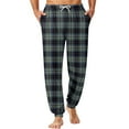 thumbnail image 2 of Cyglowse Men's Cute Pajamas Pants Plaid Printed Pants Drawstring Elastic Waist Pant Cuffed Home Sleep With Pockets Navy L, 2 of 7