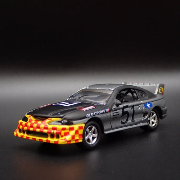 Open Box 1996 96 FORD MUSTANG SALEEN RACE CAR SILVER 1/64 SCALE DIORAMA DIECAST MODEL CAR