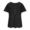 thumbnail image 6 of Babcutegg Summer Shirts for Women Crew Neck Lightweight with Button Womens Tops Black Size 5XL, 6 of 8